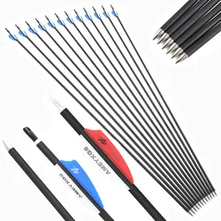 6/12 Uds columna vertebral 1000 flecha de carbono mezclado 32 pulgadas ID 4,2mm 2 pulgadas paletas 62Gr puntos arco compuesto recurvo tiro con arco caza