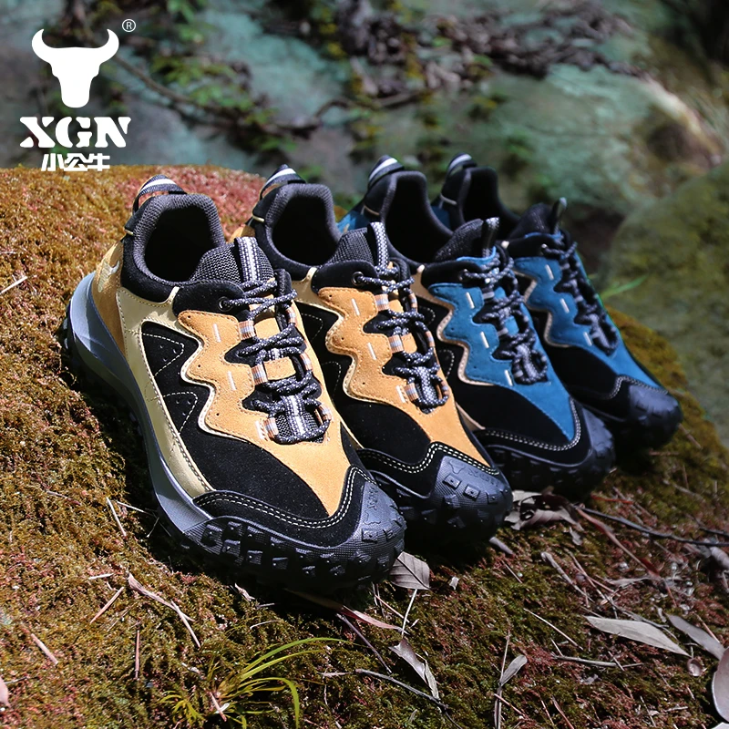 XGN-zapatos de senderismo de piel de vaca para hombre, botas de caza impermeables, zapatillas de trekking, zapatos para caminar de malla, botas tácticas de viaje de combate en el desierto - imagen 5