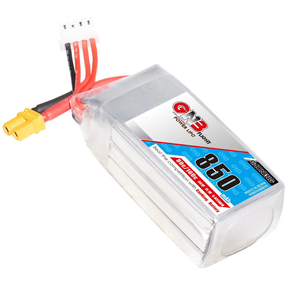GNB-batería Lipo para Dron de carreras, pieza Original de 11,1 V, 850mAh, 80C/160C, para cuadricóptero, helicóptero, 11,1 V - imagen 4