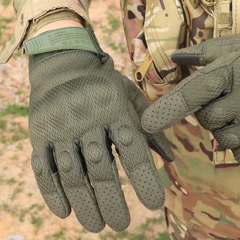 Guantes tácticos para hombre, guantes con dedos completos para tiro Airsoft, senderismo, caza, guantes protectores antideslizantes de camuflaje para pantalla táctil - imagen 5