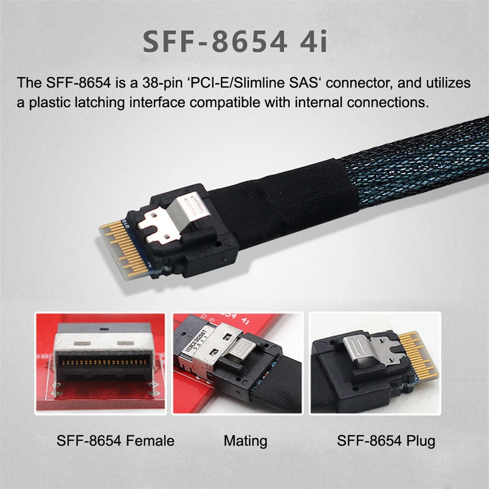 Chenyang-Cable Slimline SSD de 50cm, datos activos a OcuLink PCIe pci-express SFF-8654 4i, SFF-8611 - imagen 3