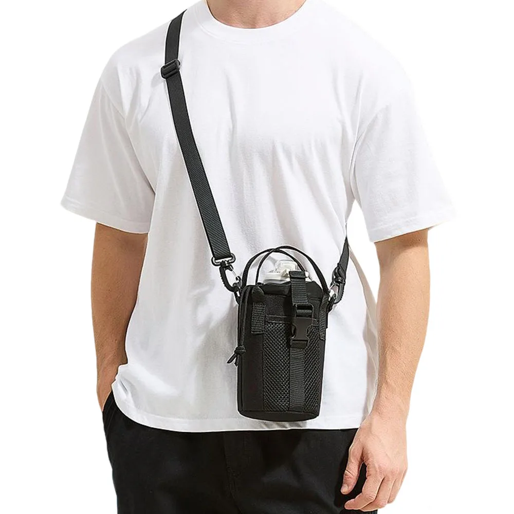 Bolsa táctica para botella de agua, bolso cruzado, bolsa de transporte portátil para botella de agua, soporte para botella, bolsa de almacenamiento para hervidor con correa para el hombro