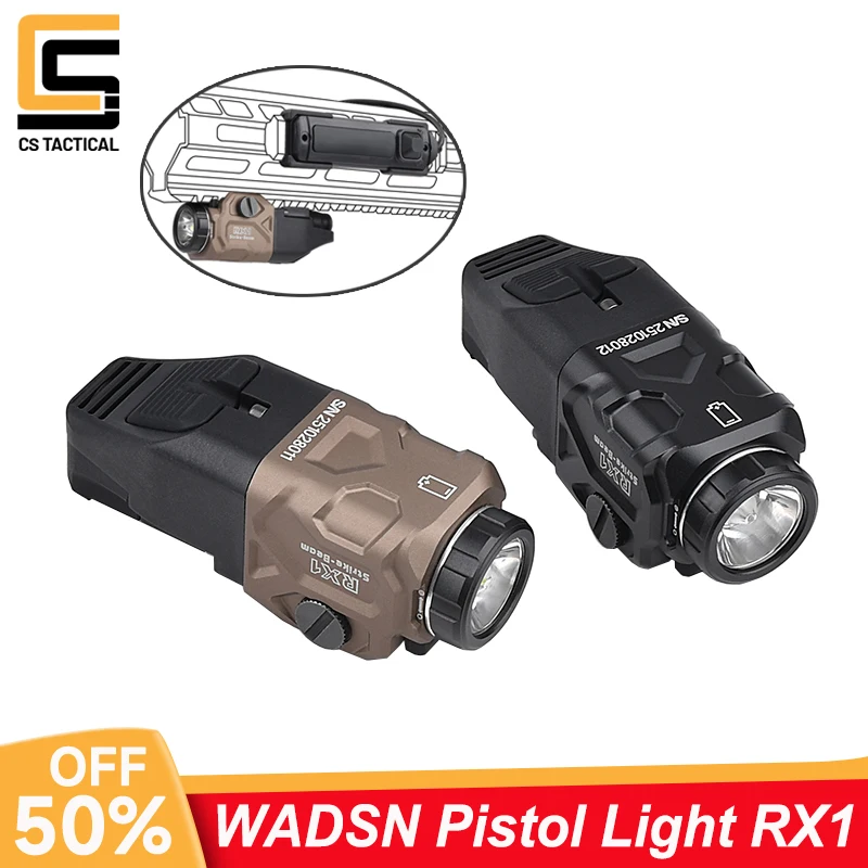 Luz de pistola táctica CS RX1 WADSN, luz de cazador, linterna táctica de aluminio, 800 lúmenes, potente foco de 20mm