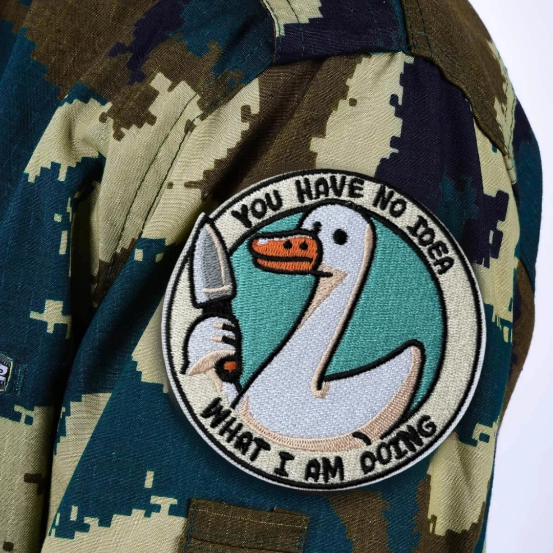 Parche táctico de moral "Silly Goose You Have No Idea What I Am Doing", pegatinas para mochila con brazalete de gancho y bucle bordado militar