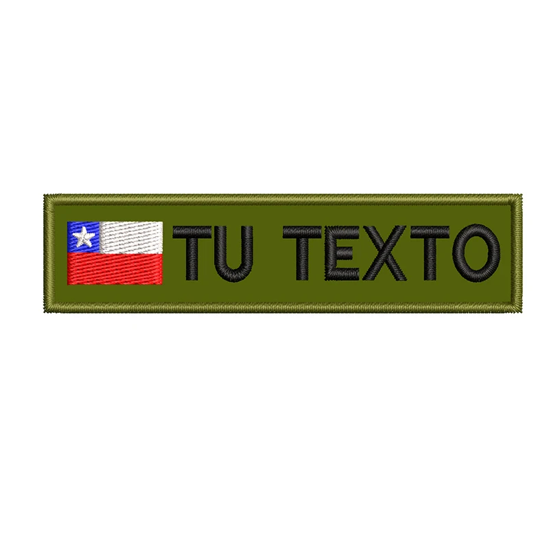 Parches de nombre bordados personalizados con bandera de Chile, insignias, pegatinas para coser en gancho, respaldo de hierro, transferencias para bolsas de pistola Airsoft del ejército - imagen 2