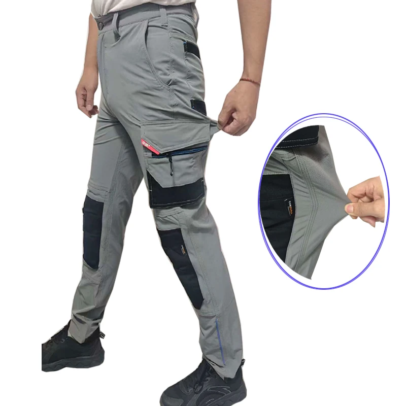 Pantalones de trabajo de alta elasticidad, pantalones de senderismo resistentes al desgaste con múltiples bolsillos, pantalones de trabajo, pantalones de trabajo para hombres con rodilleras impermeables - imagen 2