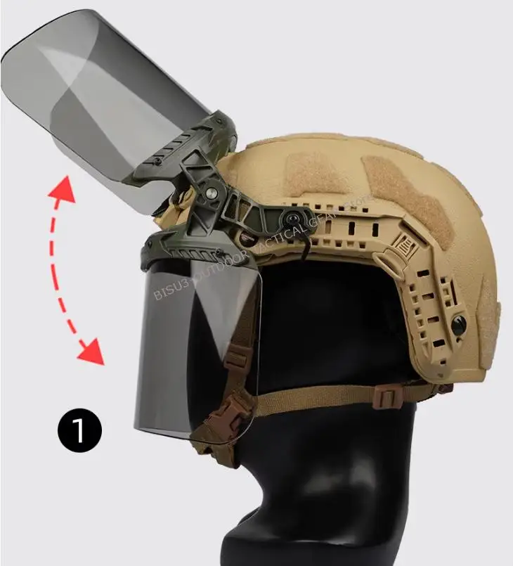 Gafas tácticas para casco Wendy/FAST/MICH, antivaho, Riot, riel guía Wendy, gafas multiángulo, máscara protectora extendida - imagen 3