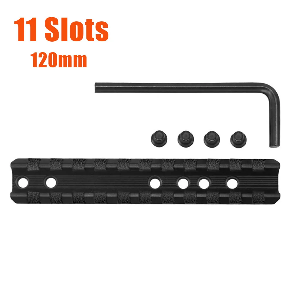 Riel Picatinny táctico de 20mm, montaje de alcance de riel con 11 ranuras, riel de 120mm con llave de tornillos para escopos y accesorios de pistola de Airsoft óptica