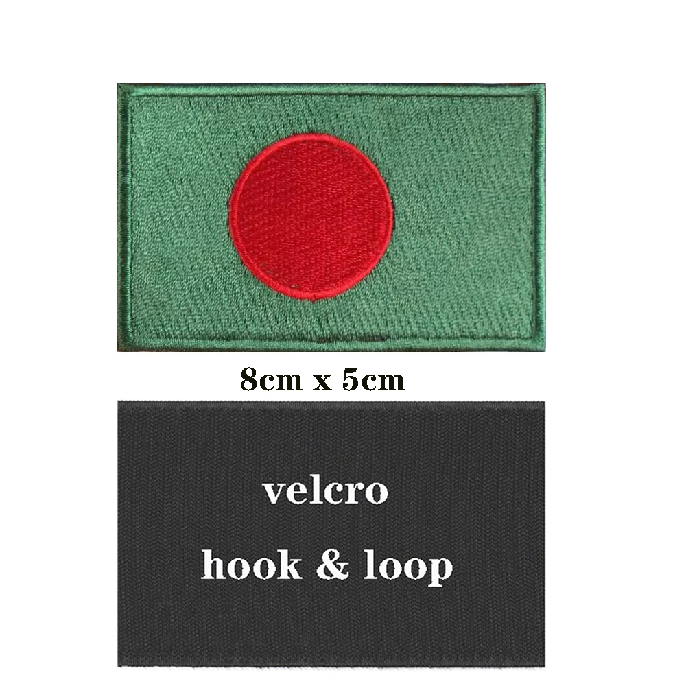 Parches de la bandera de Bangladesh, parche bordado con banda para el brazo, gancho y lazo, insignia bordada para planchar, raya militar, 1 unidad - imagen 3