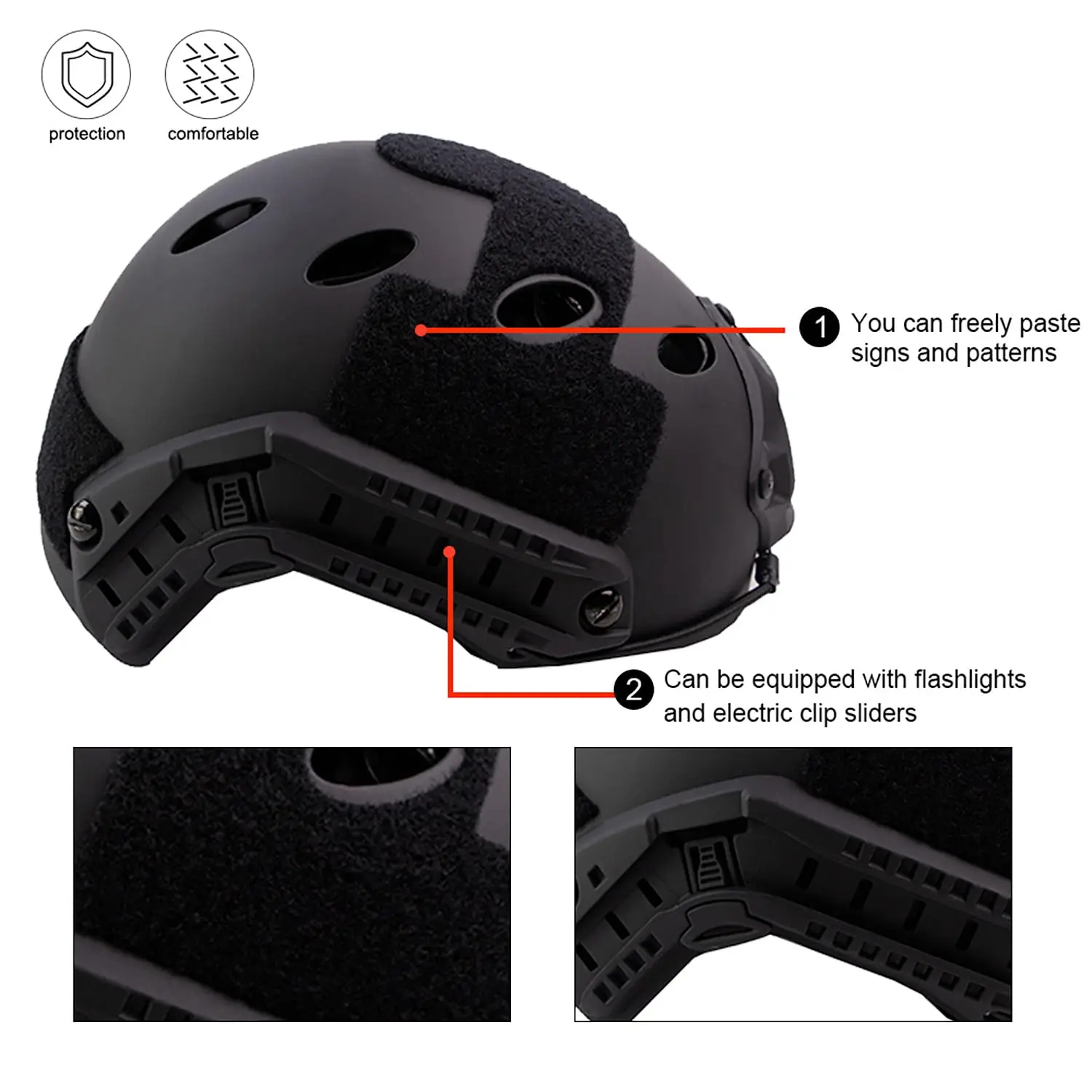 BOOIU Casco de defensa Personal, equipo táctico de Paintball, rápido, PJ - imagen 5