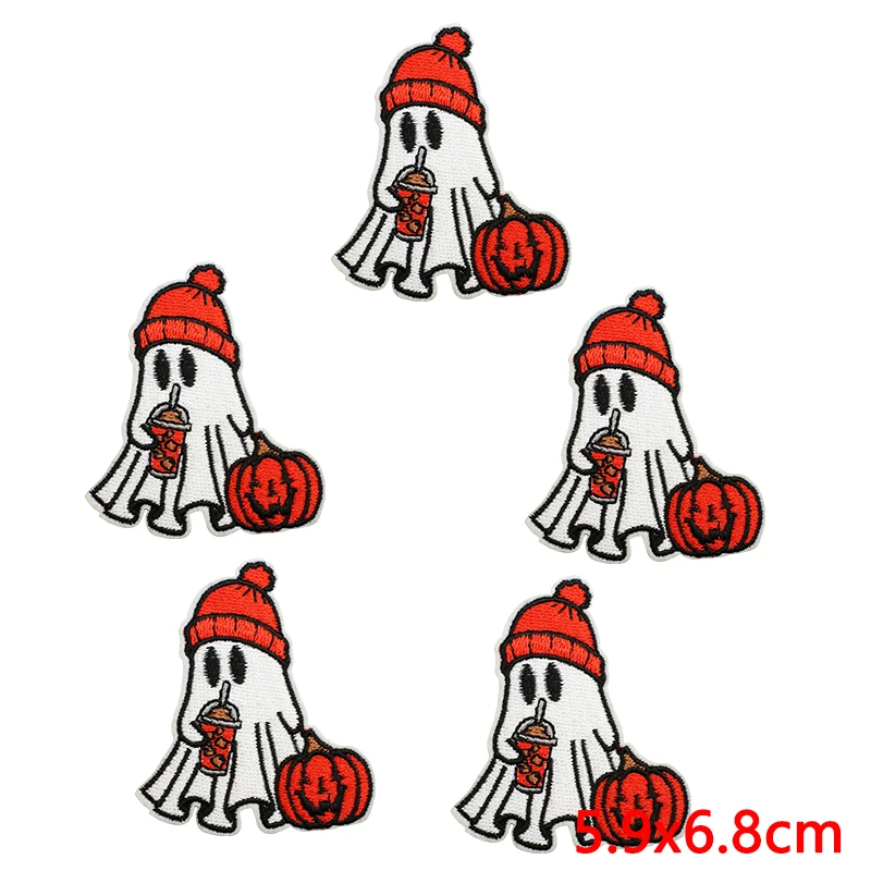 Parche bordado calabaza Halloween cosido para ropa y mochila - imagen 3