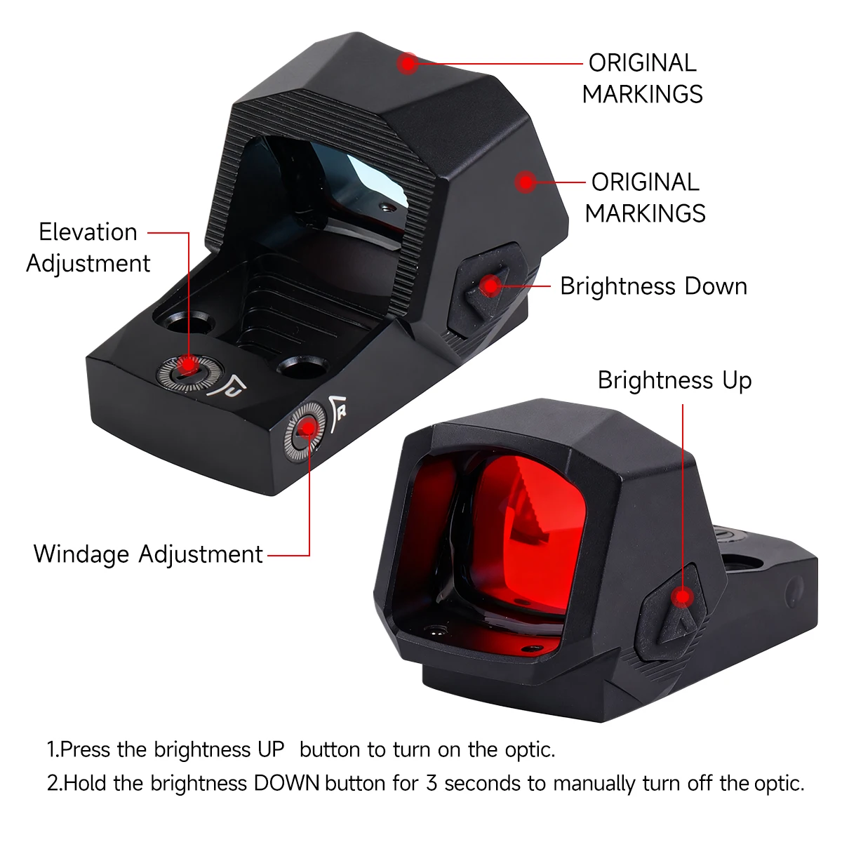 Mira táctica SE * T ** EL Gen II Red Dot - RMSc Footprint 1x20 3moa Óptica de punto rojo/verde con Shake N' Wake y marcas originales - imagen 2