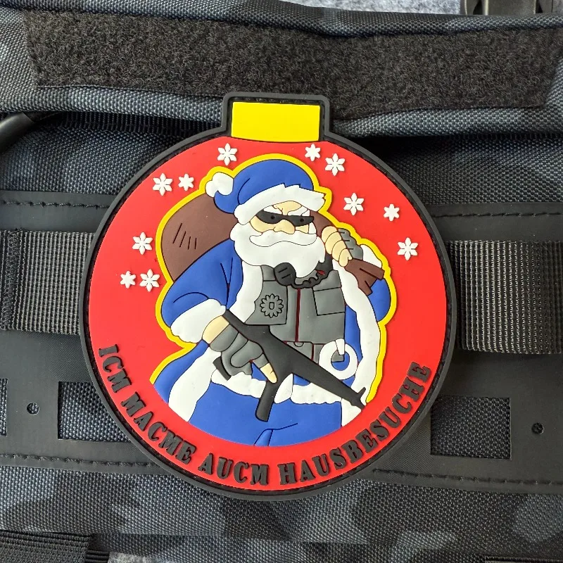 Parche táctico de Papá Noel con gancho y bucle, insignia de moral militar, brazalete de combate, mochila, parche de Navidad