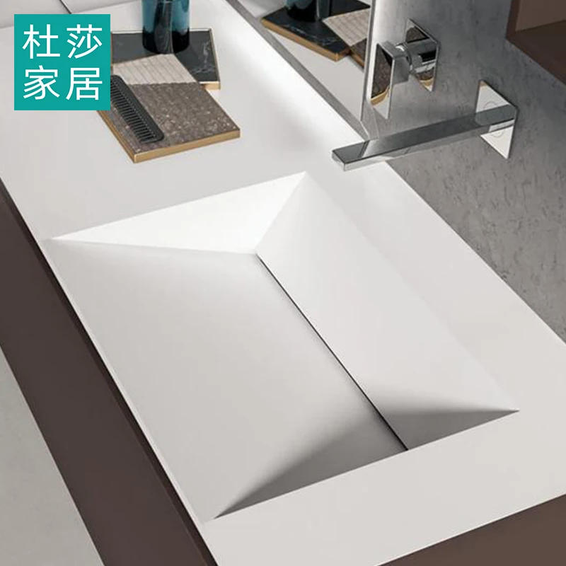 Lavabo integrado francés de color crema wind rock board, combinación de armario de baño, baño de lujo ligero, lavabo, cara y - imagen 5