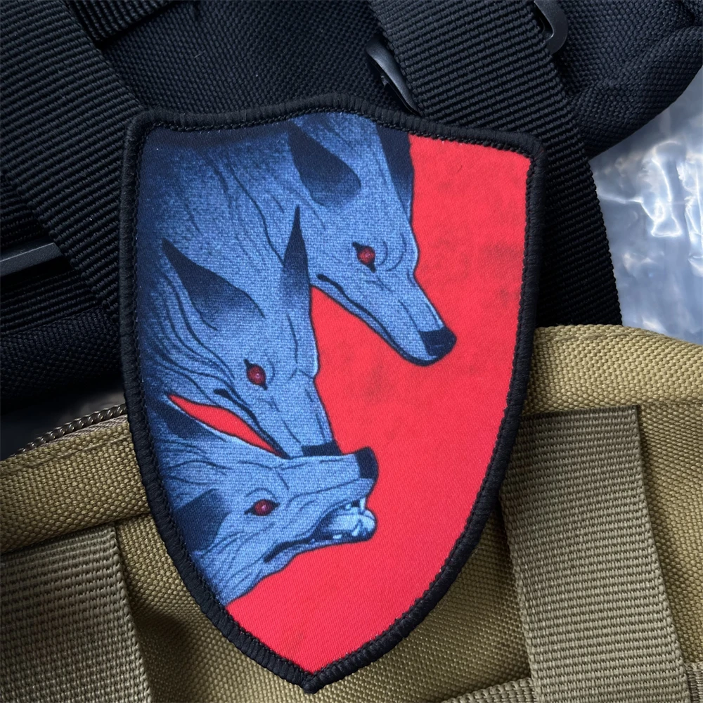 Parche de Chevron Rusia, Lobo, perro, divertido, moral, parches tácticos del ejército, insignia militar, pegatina de impresión de mochila