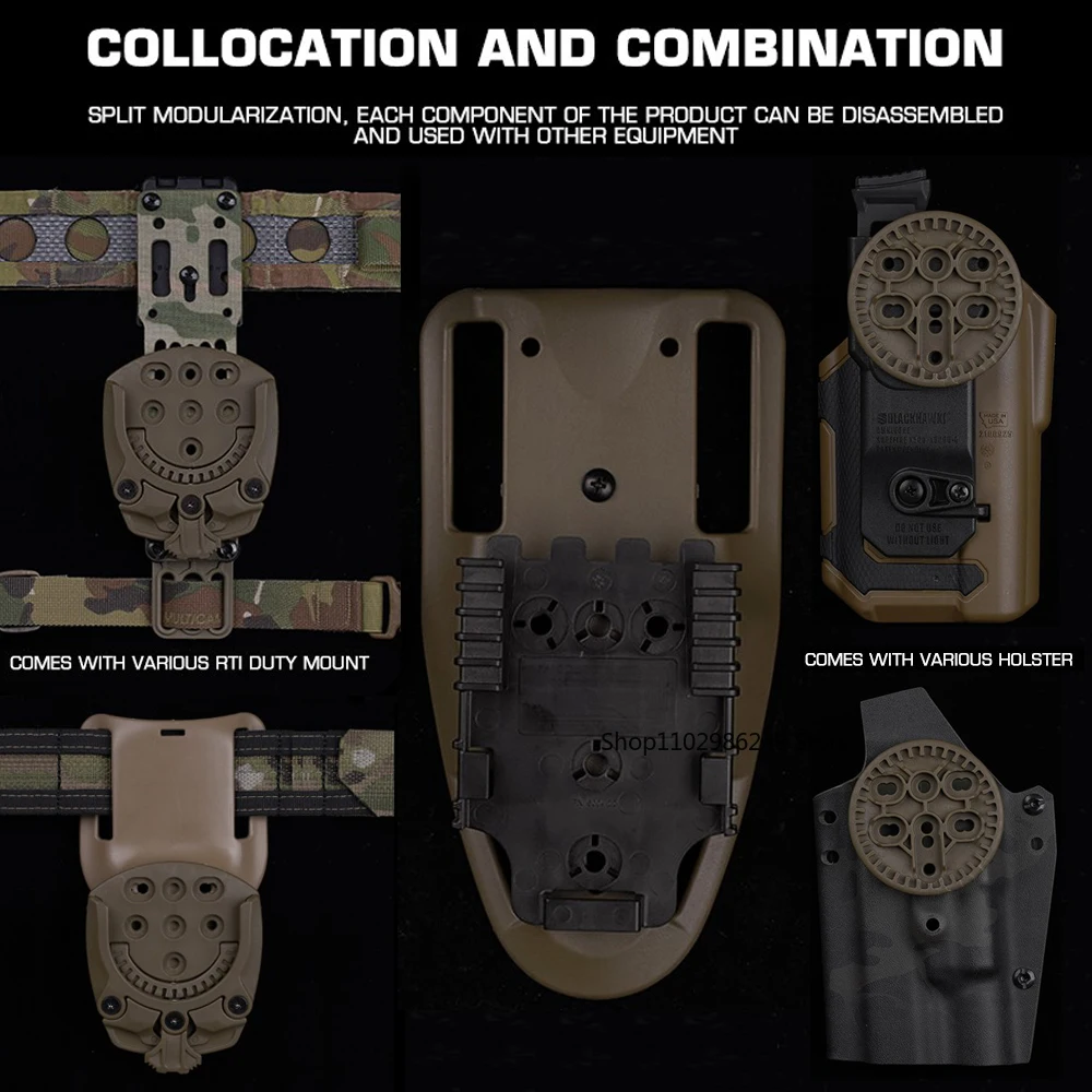 Adaptador de funda de montaje RTI DUTY, Base de 360 grados, código G, adaptador de pierna de caída de liberación rápida para caza, funda Airsoft, plataforma QLS - imagen 5