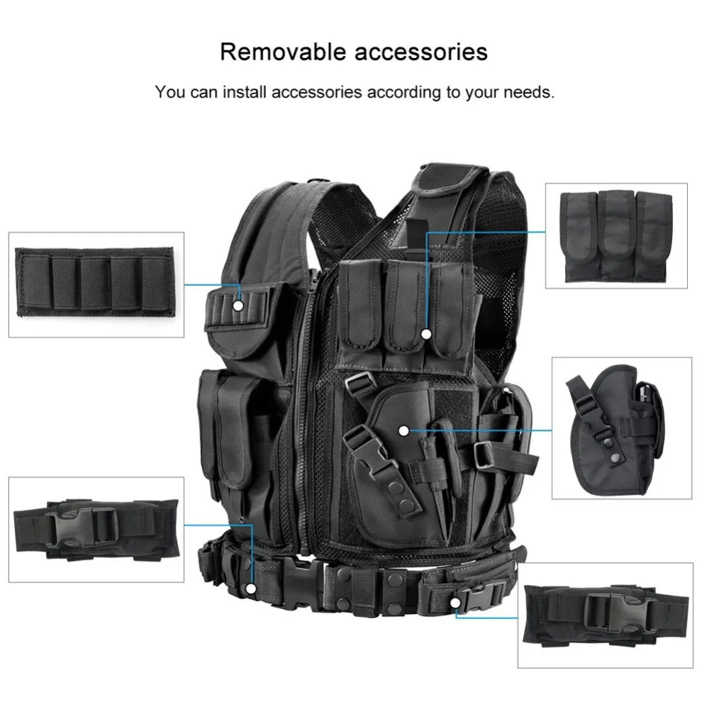 Chaleco táctico MOLLE ajustable para airsoft y seguridad - imagen 3