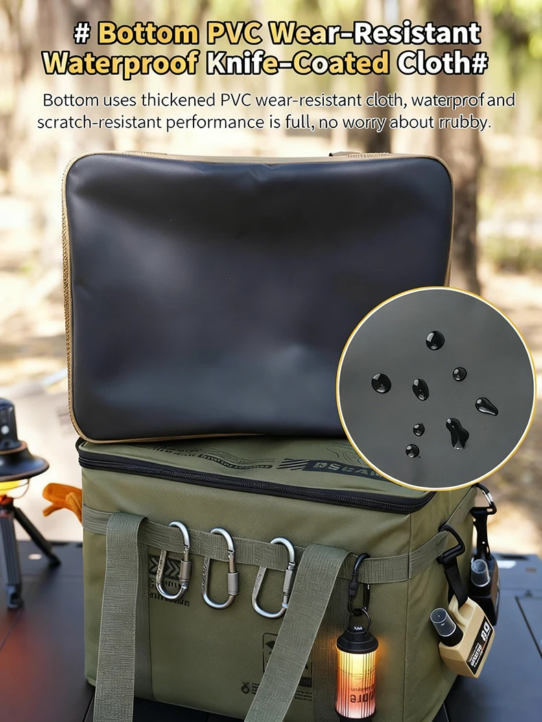 Bolsa de almacenamiento táctica para acampada, caja plegable aislada, vajilla de Picnic impermeable, equipo de campo, organizador de equipo al aire libre, 30-42L - imagen 3
