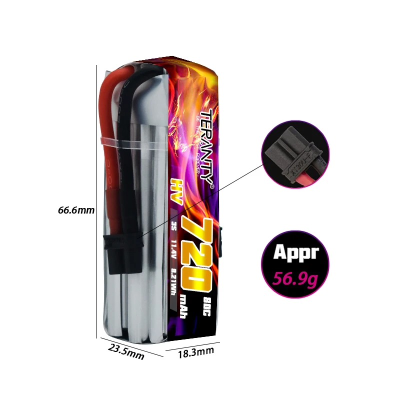 TREANTY-batería de litio de alto voltaje para avión teledirigido, pila Lipo de 720mAh, 3S, 11,4 V, 80C/160C, para modelo de cámara aérea FPV - imagen 4