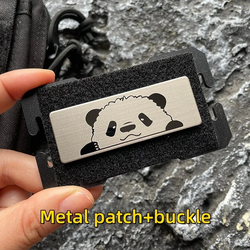 Insignia de moral Horizontal de Metal de Panda, emblema de gato de dibujos animados, parches de gancho y bucle, pegatina de decoración de mochila táctica - imagen 5