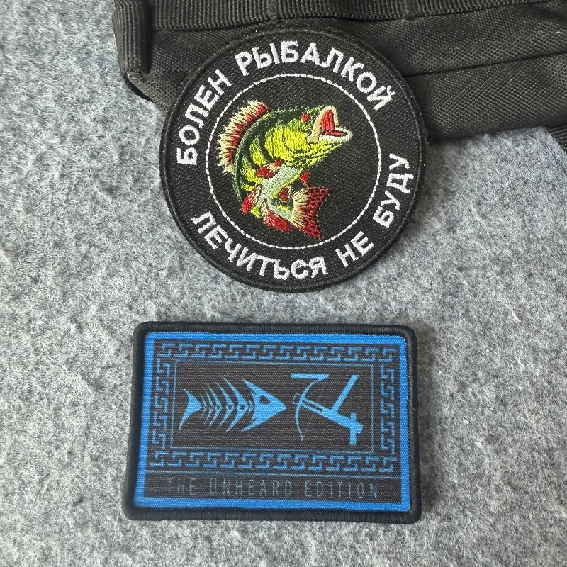 Parche bordado "Sick with Fishing", parches de insignia de moral con gancho y bucle para mochila, apliques decorativos para ropa - imagen 4