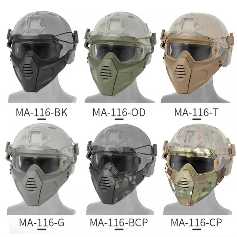 Kit de armadura de protección facial Modular táctica dividida multidimensional: máscara/gafas desmontables para Paintball Airsoft - imagen 5