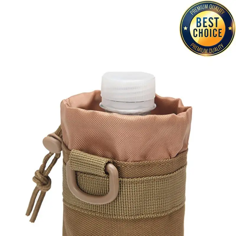 Bolsa para botella de agua de caza, bolsa para hervidor Molle para exteriores, soporte para acampar, senderismo, ciclismo, bolsa para botella con cordón, botella multifunción P - imagen 5