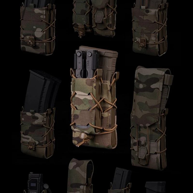 Bolsa doble para revistas de 5,56 + 9mm, funda Tiger de tamaño completo V2 Mag, bolsa de herramientas Molle, linterna, cuchillo, bolígrafo, chaleco funcional, riñonera - imagen 2