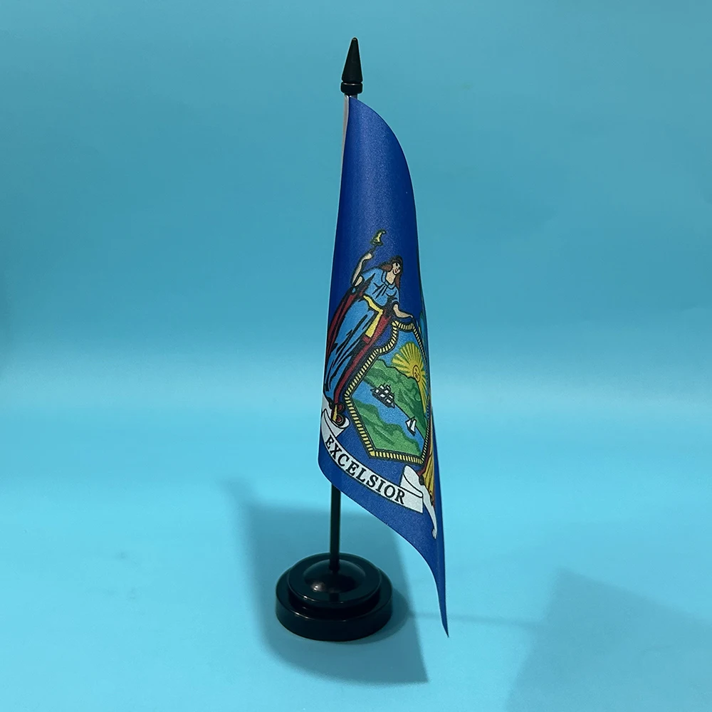 BANDERA DE SKY Escritorio de oficina Bandera pequeña de Nueva York Bandera de mesa de poliéster de 14x21 cm Estatal de EE. UU. Bandera de Nueva York Adornos de escritorio Banderas - imagen 5