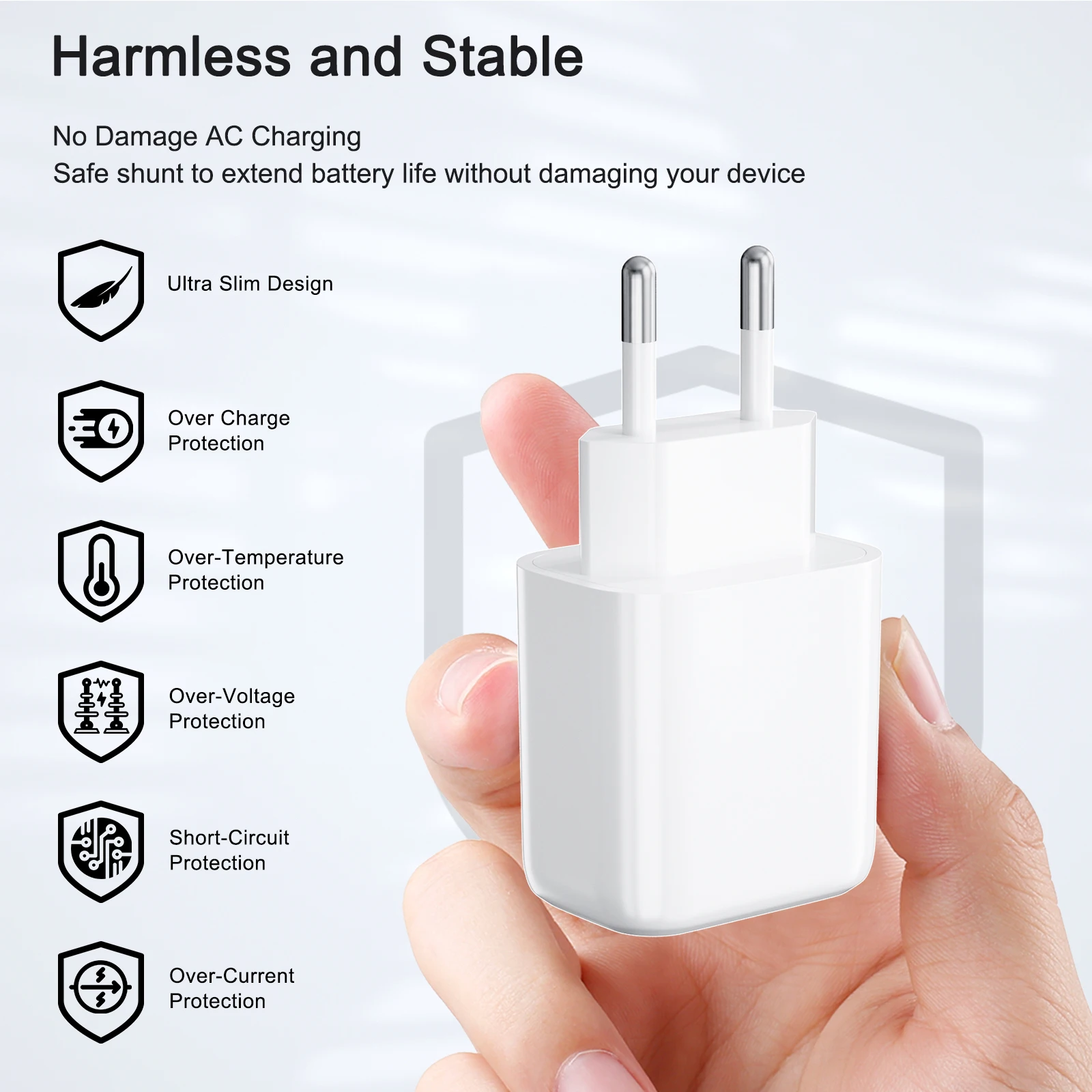 Adaptador de corriente de carga rápida USB tipo C PD, enchufe de 20W QC3.018W con Cable USB C A Lightning de 1M para iPhone 14/13, iPad y Samsung - imagen 4