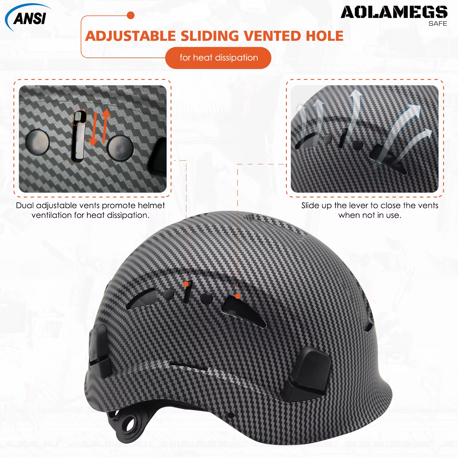 Casco protección fibra carbono CE ANSI – Industrial laboral - imagen 4