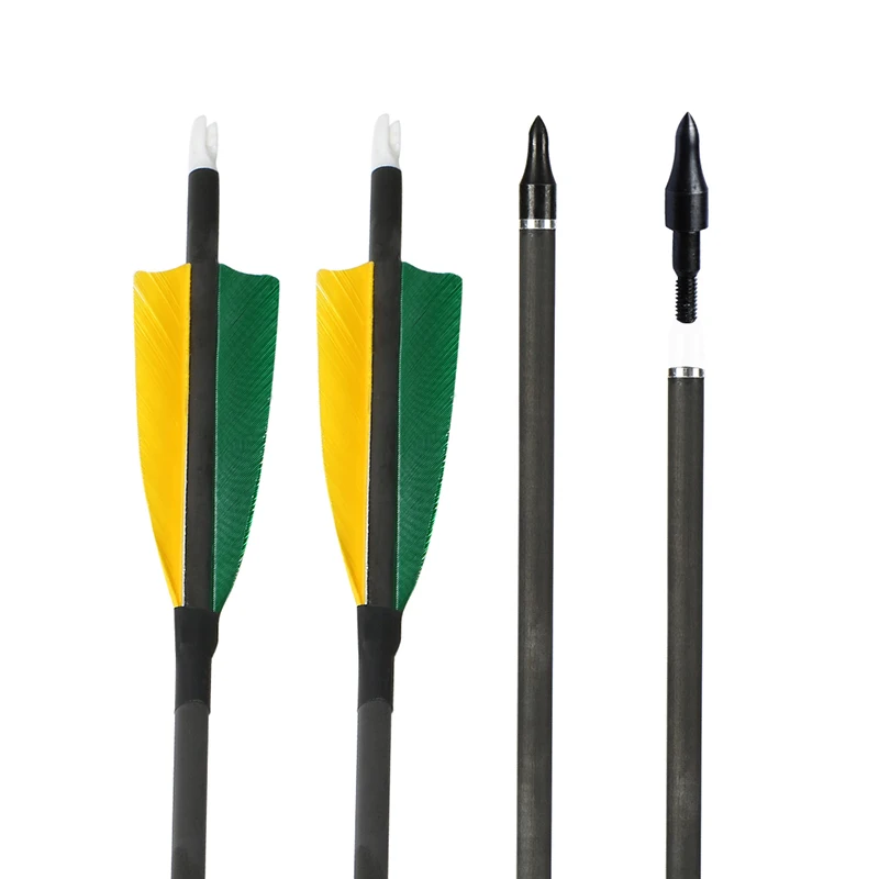 Flecha de carbono mixto de Spine400 id6,2 mm, punta de flecha desmontable, arco tradicional de caza, longitud completa, regalo de 32 pulgadas - imagen 2