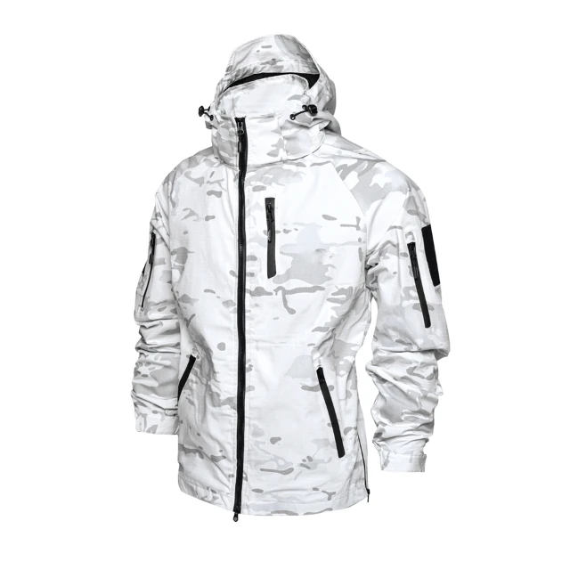 Chaqueta blanca de camuflaje de nieve, poliéster/algodón, ropa táctica, camisa superior delgada - imagen 3