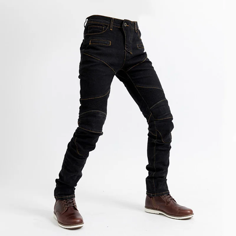 Pantalones vaqueros informales para hombre, Jeans ajustados con equipo de protección para motocicleta, pantalones de ciclismo, Primavera, Otoño, Azul, Negro, nuevo - imagen 3