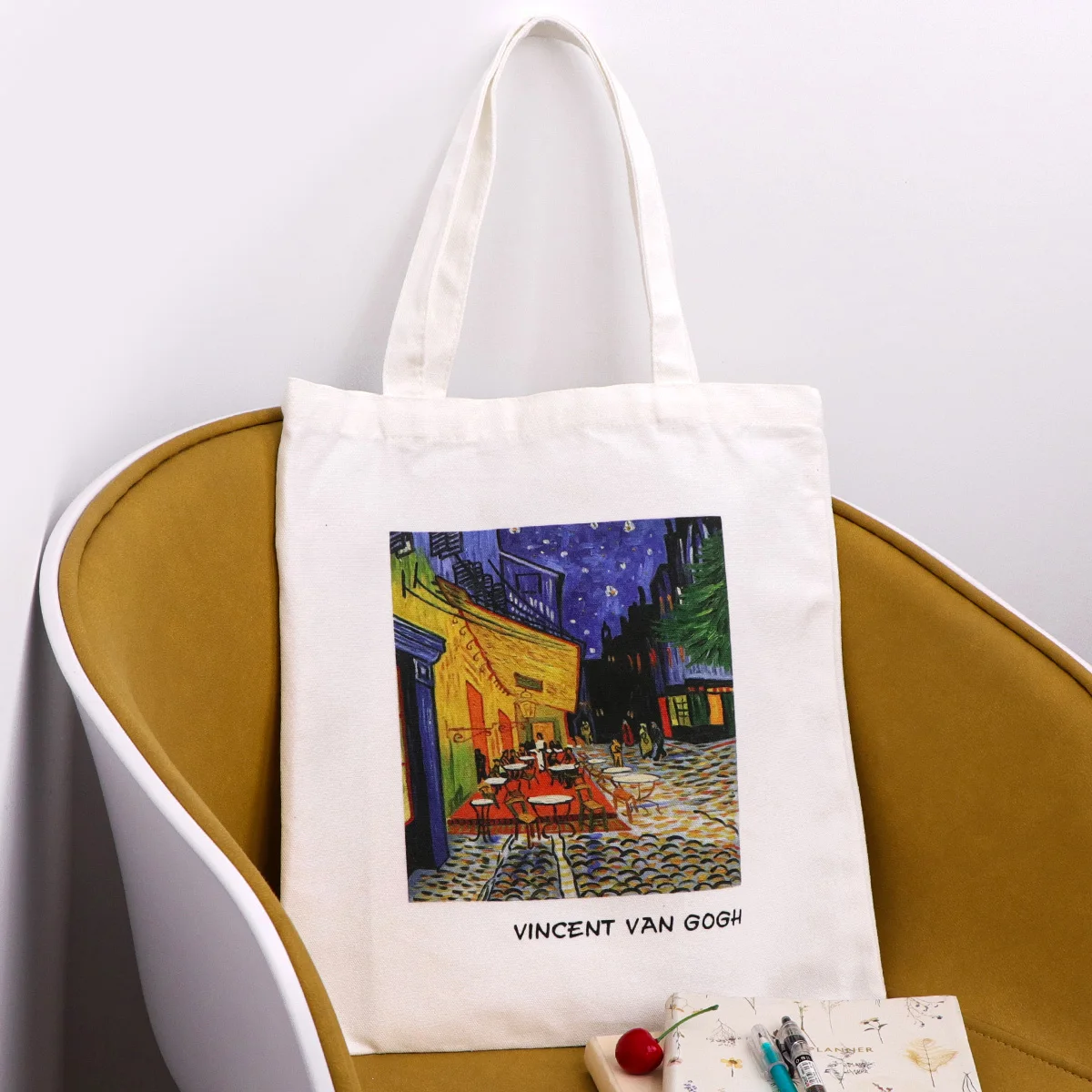 Bolso de lona Van Gogh plegable mano organizador y hombro escolar - imagen 3