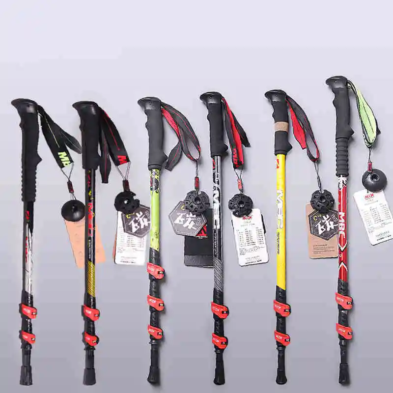 Bastones de senderismo de carbono con cerradura para exteriores, bastón de aluminio de fibra de carbono para adultos M120Q/M3716/M124Q - imagen 3