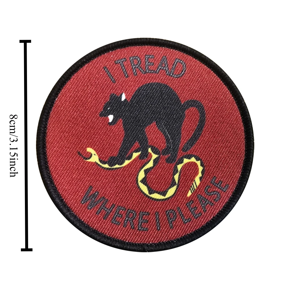 Parches tácticos I Tread Where Please Cat & Snake para ropa, parche de gancho y bucle, insignia militar, brazalete, pegatinas de decoración para mochila - imagen 2