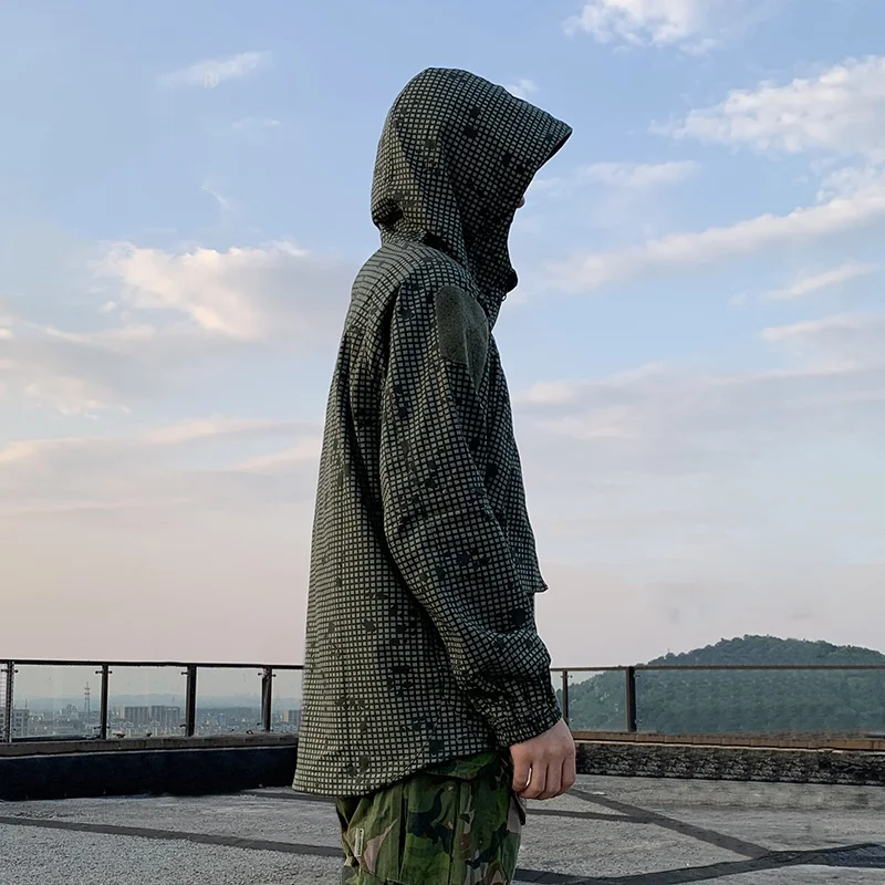 BG-cárdigan táctico con capucha para exteriores, chaqueta de camuflaje nocturno, chaqueta de caza ligera, Top - imagen 4