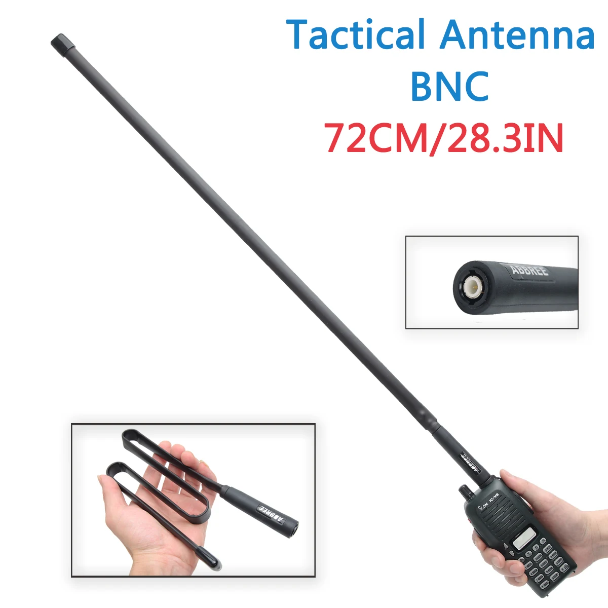 ABBREE 27MHz CB antena táctica BNC 72/108CM para Walkie Talkie ICOM Motorola Cobra Midland Uniden Anytone Radio CB Ham bidireccional - imagen 3