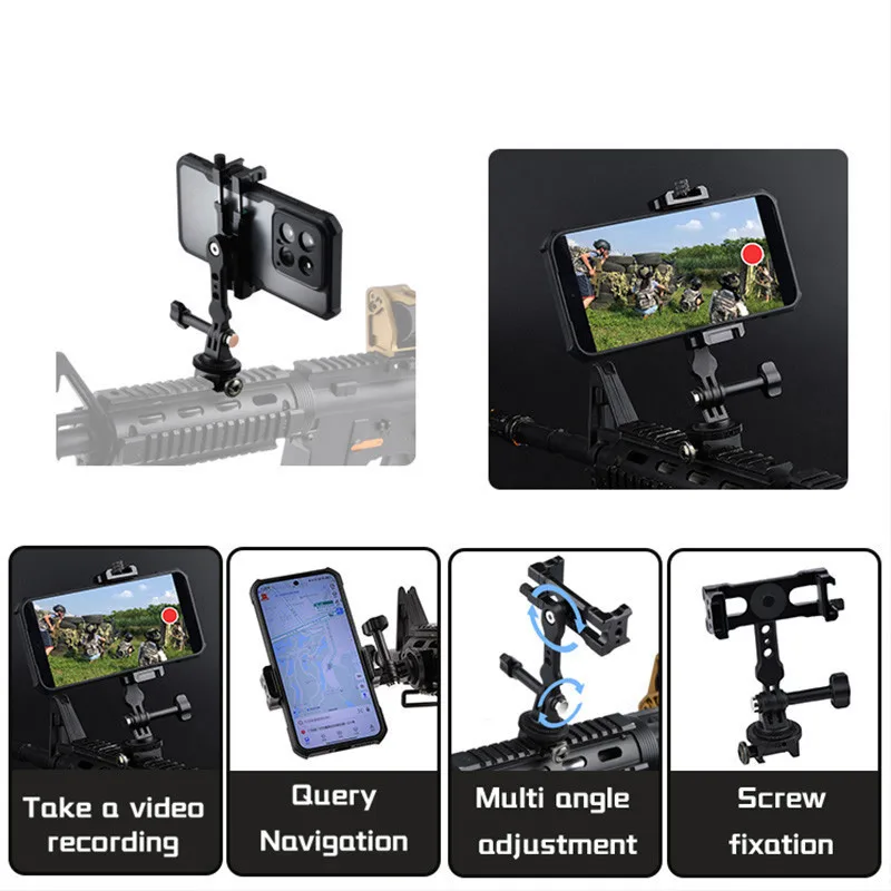 WADSN soporte para teléfono móvil, montaje para riel Picatinny de 20mm, accesorios para caza, Airsoft, pistola, disparo en primera persona, vídeo de Youtube - imagen 5