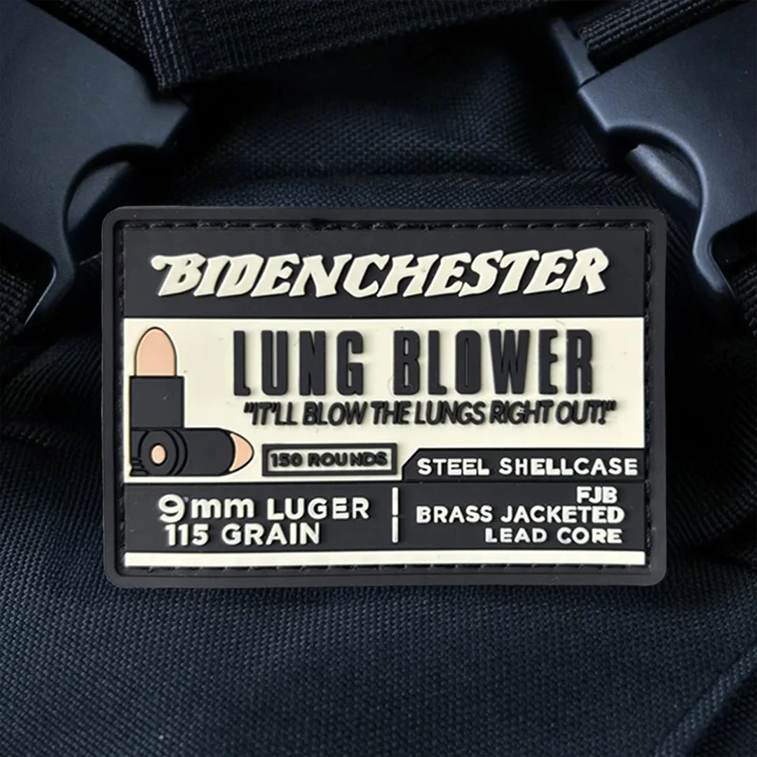 Parche táctico de PVC para soplador de pulmón de 9mm, parches de gancho y bucle para ropa, parches de insignia de moral, pegatinas para mochila militar - imagen 4