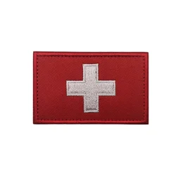 Parche táctico cruzado médico, símbolo de primeros auxilios, Velcros, cierre de gancho, insignia bordada para pantalones vaqueros, gorra de mochila Molle