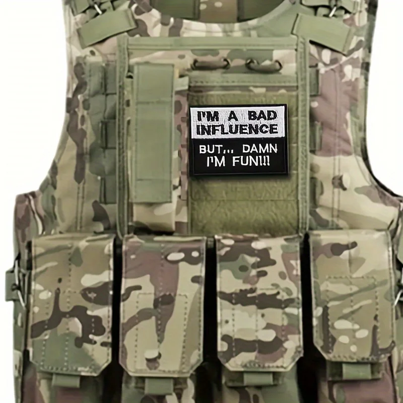 Parches Velcro Mochila TáCticos De Bordados Soy una mala influencia-Meme divertido y humorístico parche táctico de Velcros sujetador de gancho y bucle-insignia de moral militar para mochila Molle - imagen 3