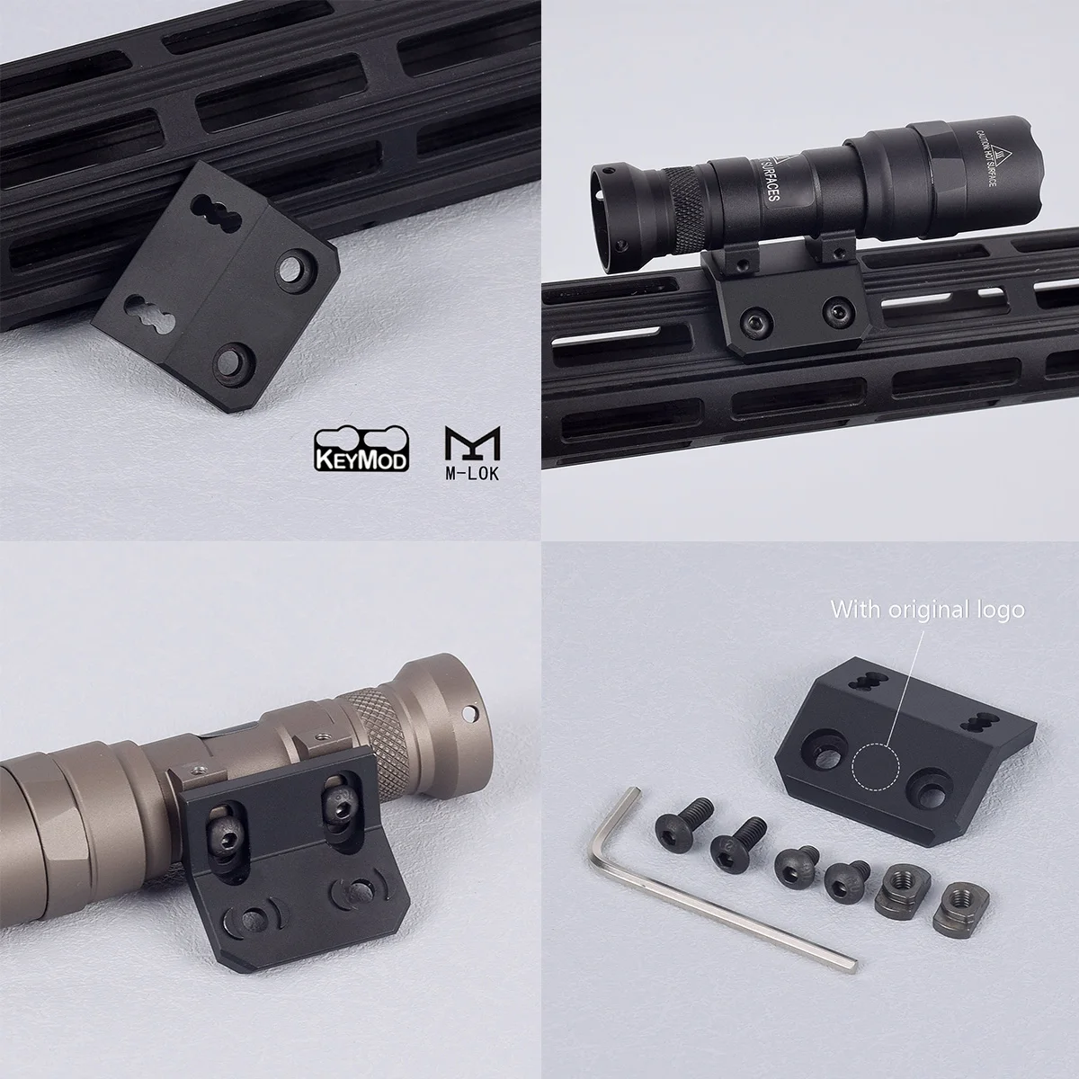 Linterna táctica M-lok ARIS Series Surefire M300 M600, montaje de explorador compensado compatible con M-lok Keymod SMR, Base de riel Airsoft M951 M620 - imagen 3