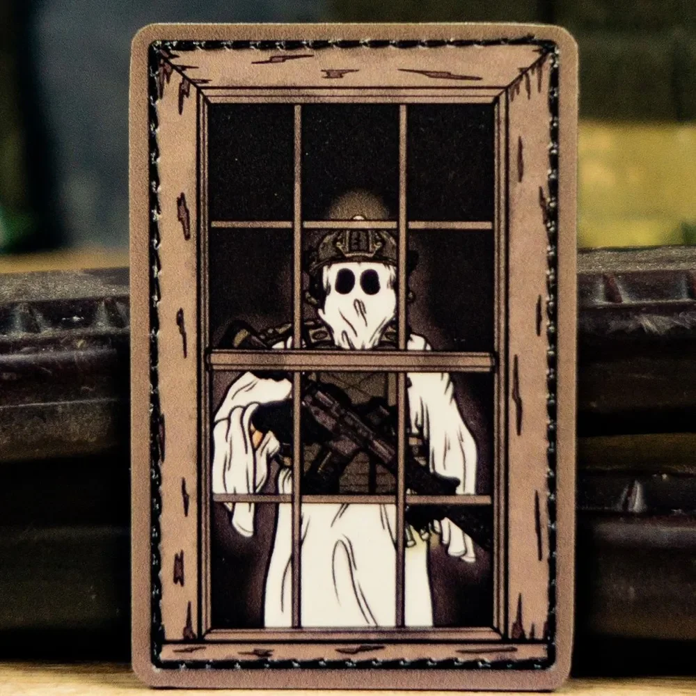 Emblema de máscara de fantasma, parche del ejército moral, esqueleto militar táctico con estampado de Daito, parches de gancho para ropa, pegatina para mochila - imagen 5