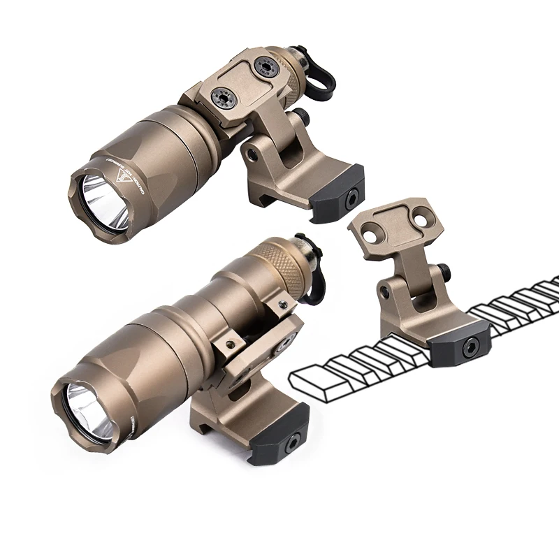 WADSN-Base de montaje para linterna táctica plegable lateral M300 M600, M300A M600C SF Surefir, luz de explorador, LED blanco, pieza de caza Airsoft