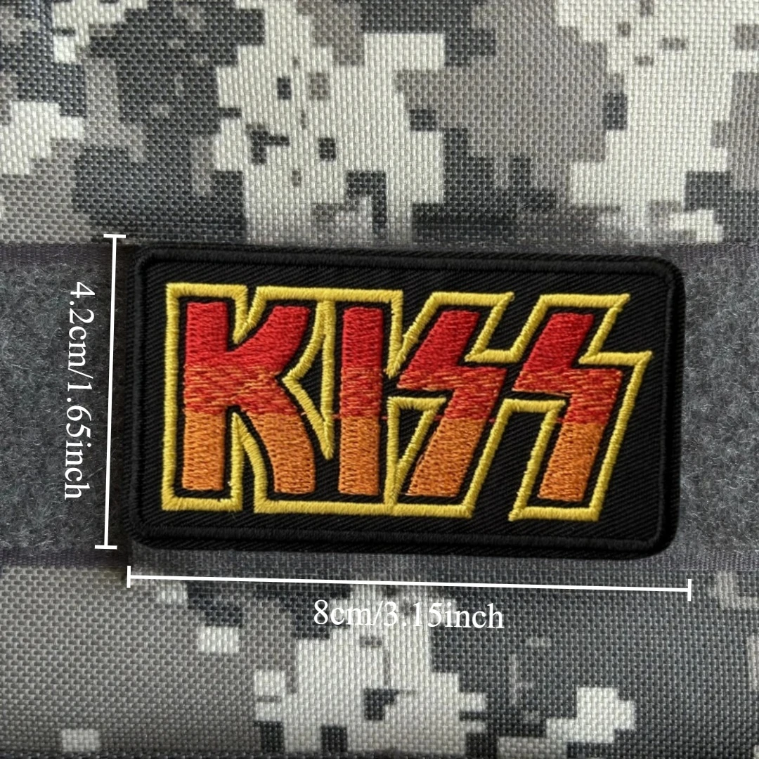 Mochila con gancho y bucle bordado Rock "KISS", pegatina para ropa, insignia de moral táctica, parches, brazalete militar del ejército - imagen 2