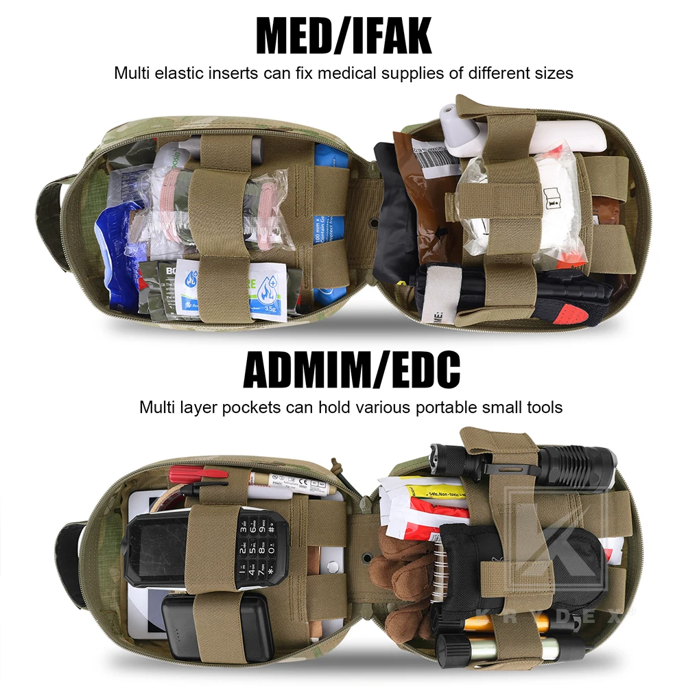 KRYDEX-bolsa médica táctica grande IFAK, paquete de rasgado, MOLLE de liberación rápida, botiquín de primeros auxilios de emergencia para exteriores, riñonera, bolsa para traumatismos - imagen 2