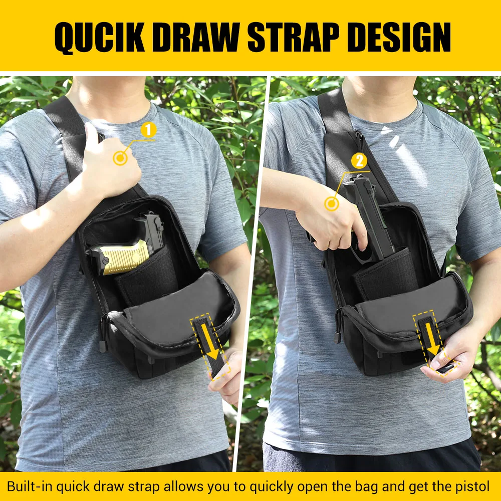 Bolsa táctica pistola ocultable pecho MOLLE EDC ripstop resistente - imagen 5