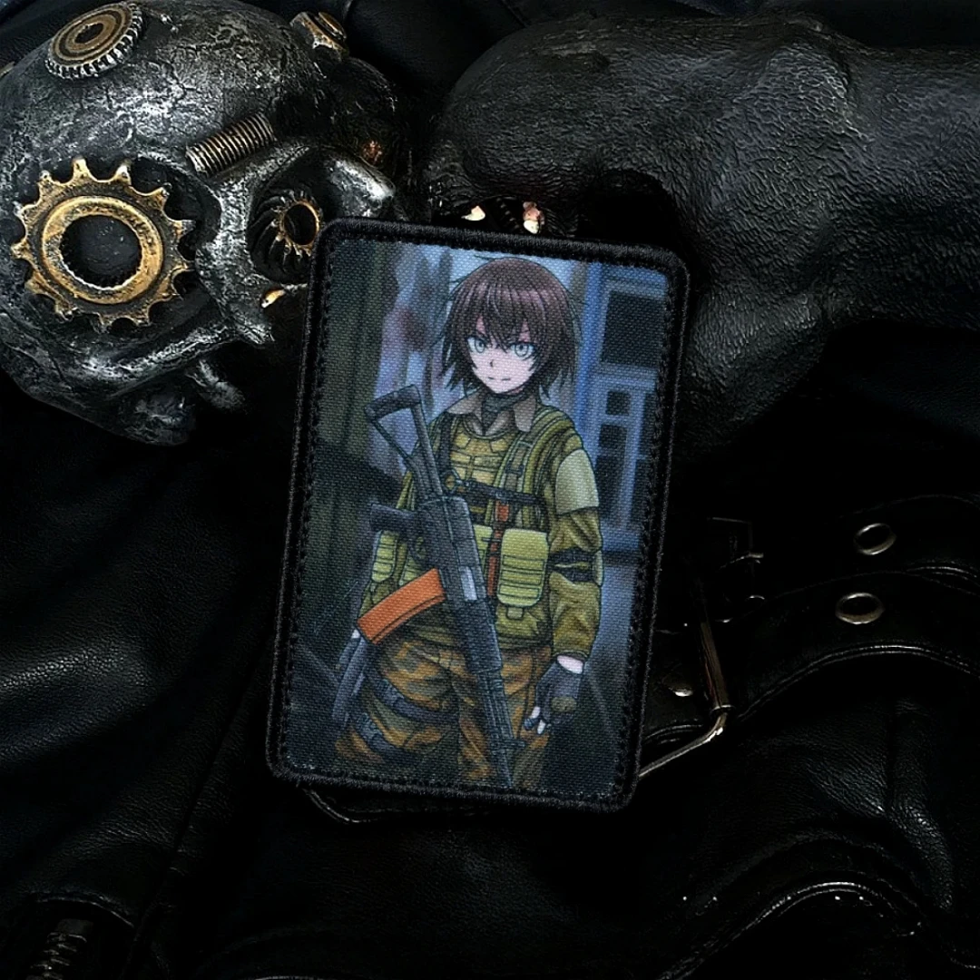 AЕК-971 Emblema de niño de Anime insignia de moral táctica parches del ejército de gancho y bucle impresos para ropa pegatina de mochila militar - imagen 4